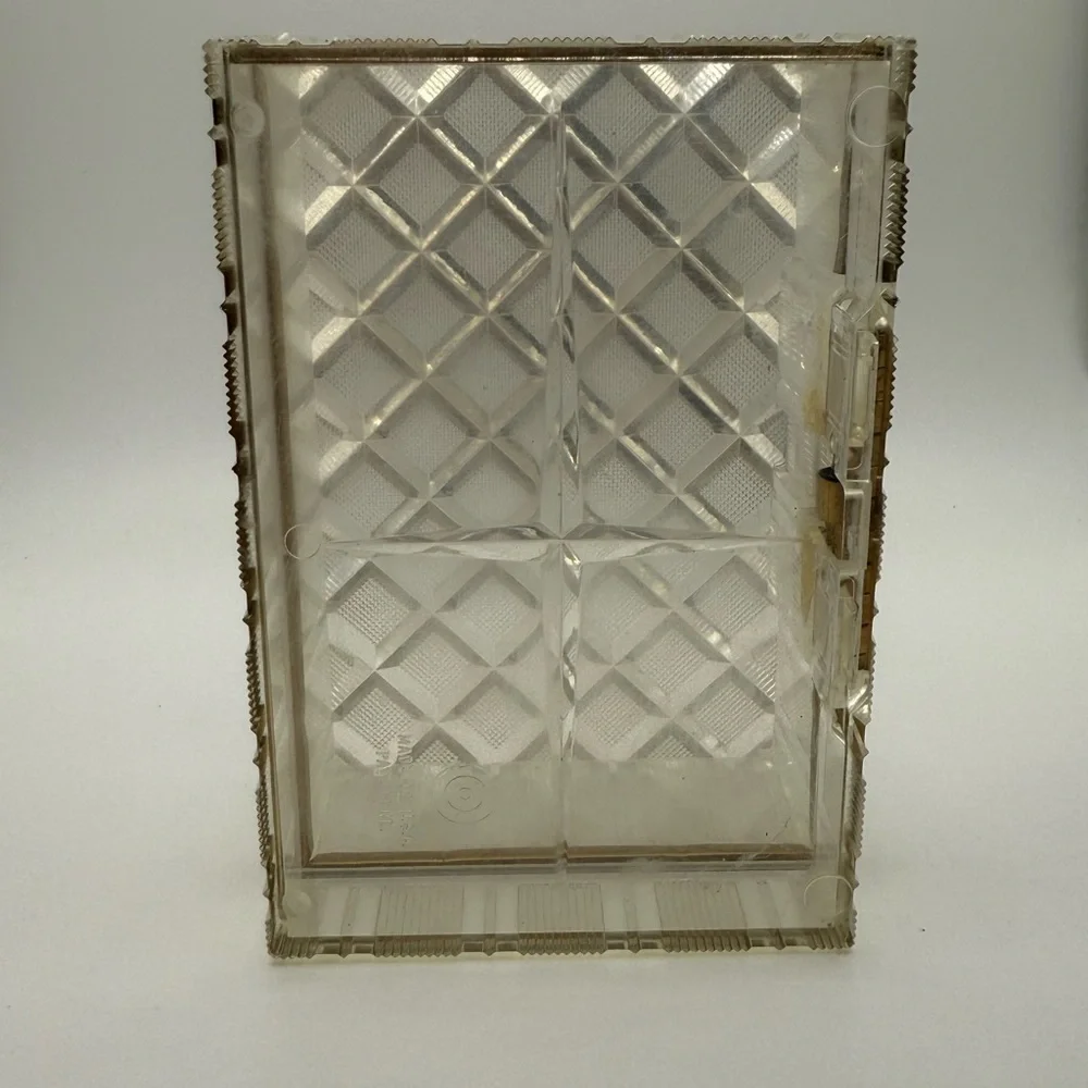 Vintage Clear acrylic and Gold Geometric Decorative Tray trinket box - Picture 8 of 9
